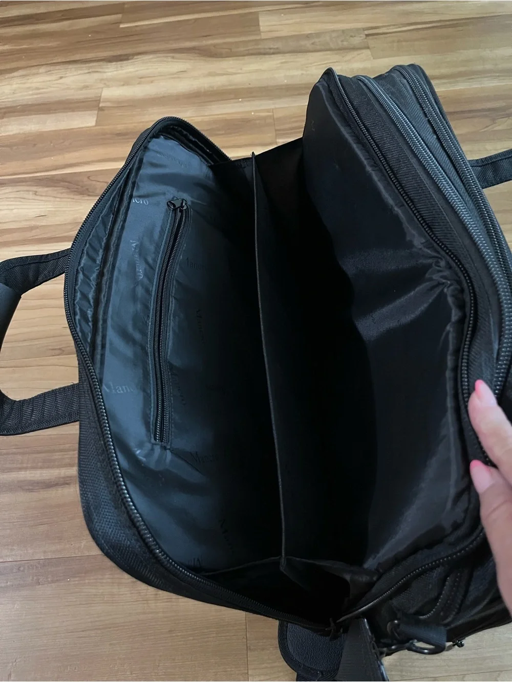 Mancro Black Laptop Briefcase Messenger Bag Multi Compartment